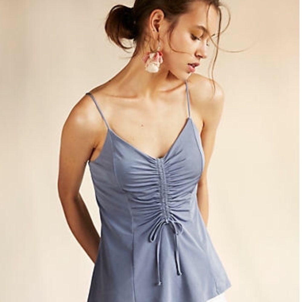 Ruched Tie Front Cami in Black